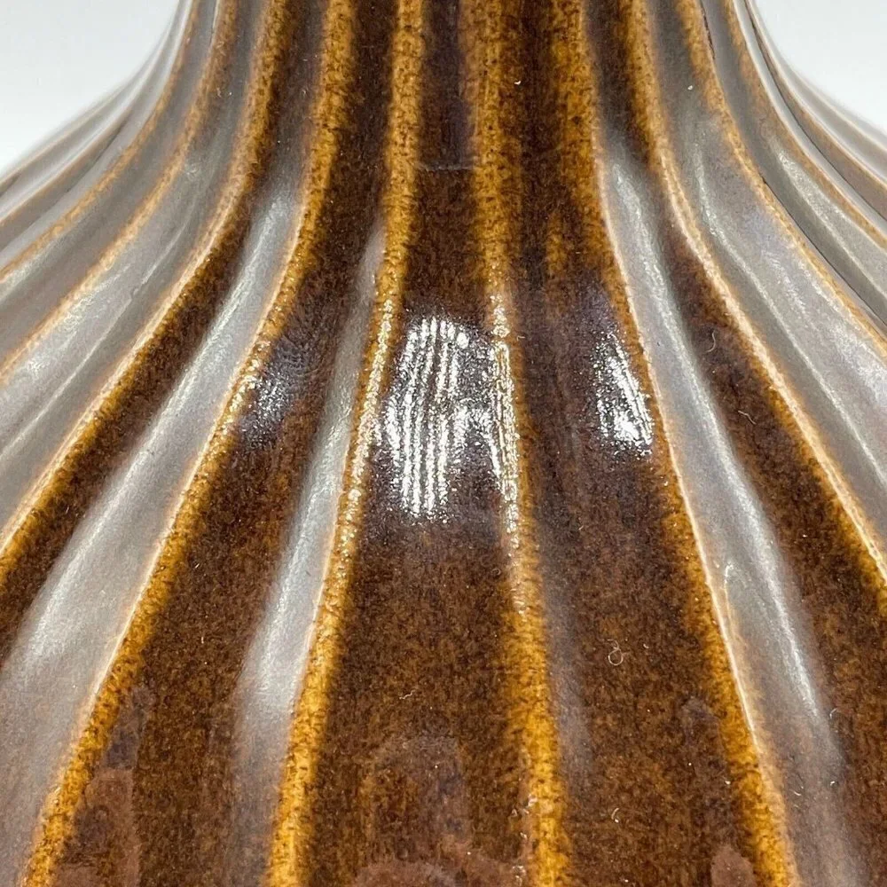 Jonathan Adler Pot Au Porter Original Collection Brown Glazed Ribbed Round Vase
